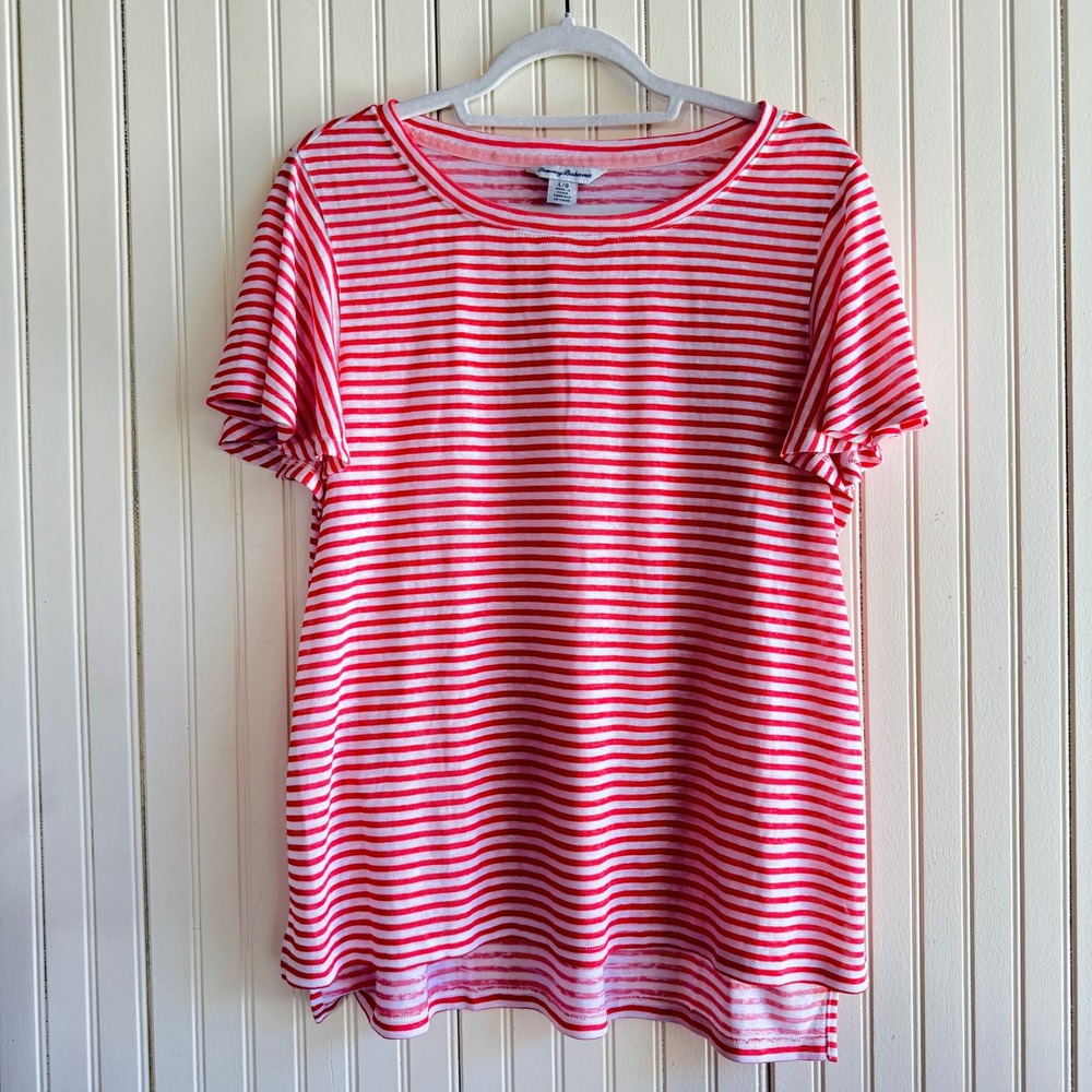Tommy Bahama‎ Womens Ashby Isles Striped Modal Blend Short Sleeve Tee Size Large